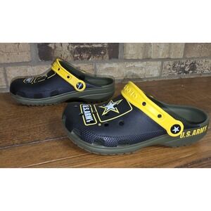 Crocs Classic US‎ Army Clogs Size M 4 / W 6 US Unisex Black Yellow Green !